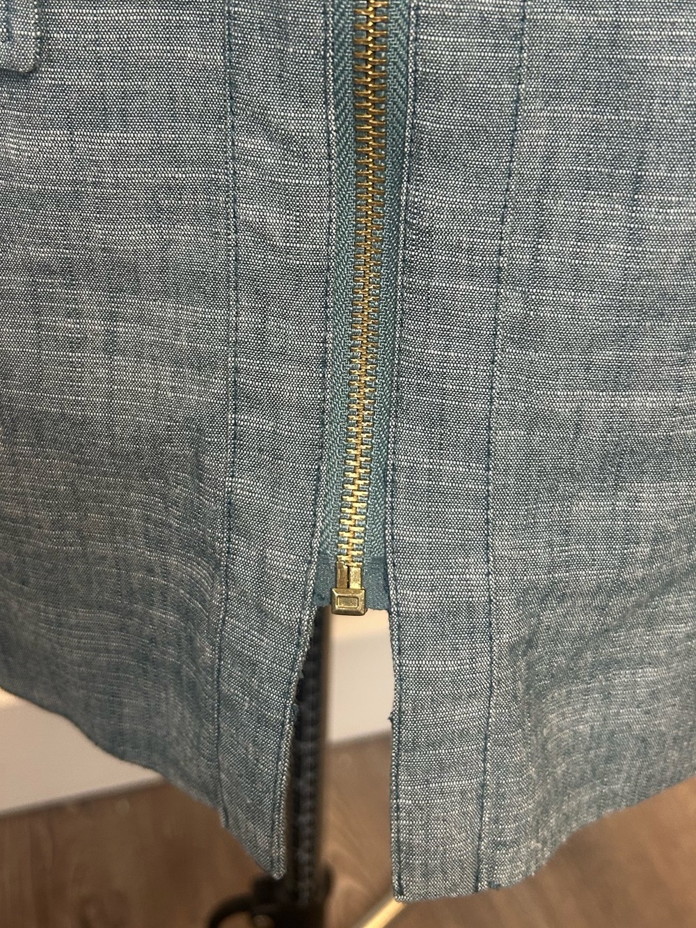 Sharagano Denim Zip Front Belted Dress - Picture 6 of 9
